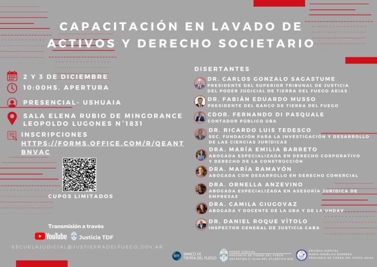 Invitan a participar de la capacitación “Lavado de activos y Derecho Societario”