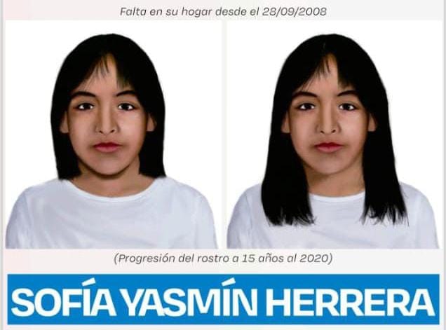 Se solicita la colaboración para la difusión de la imagen de Sofía Herrera