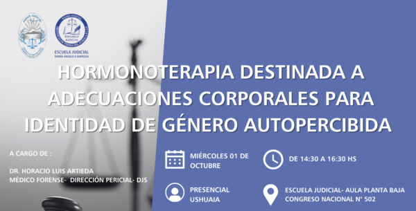 Se desarrollará una capacitación sobre Hormonoterapia en la Escuela Judicial