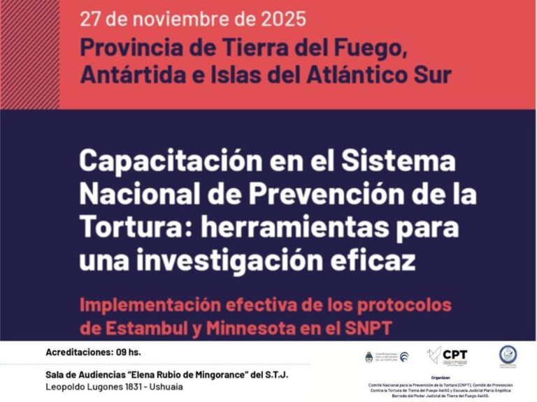Dictarán una capacitación en el Sistema Nacional de Prevención de la Tortura