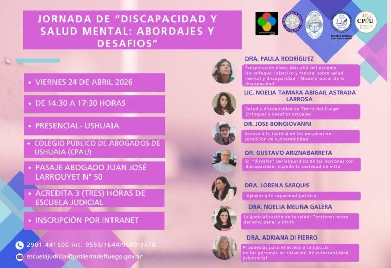 La Escuela Judicial convoca a participar de la jornada“Discapacidad y Salud Mental: Abordajes y Desafíos”
